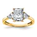14k 2 1/5ct. Three Stone G H I True Light Moissanite Engagement Ring, 2.07 ct, Size 7, 2.8 mm