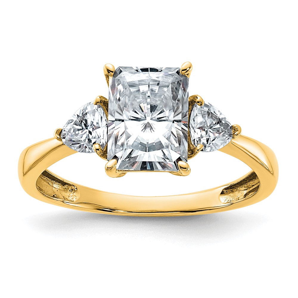 14k 2 1/5ct. Three Stone G H I True Light Moissanite Engagement Ring, 2.07 ct, Size 7, 2.8 mm