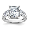 14kw 4 7/8ct. Three Stone G H I True Light Moissanite Engagement Ring, 9.35 ct, 3.1 mm