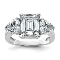 14kw 4 1/2ct. Three Stone G H I True Light Moissanite Engagement Ring, 8.61 ct, Size 7, 3.1 mm