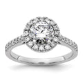 14kw 1 1/2ct. G H I True Light Round Halo Moissanite Engagement Ring, 1.42 ct, Size 7, 1.8 mm
