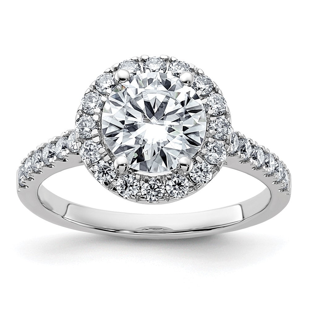 14kw 2 1/3ct. D E F Pure Light Round Halo Moissanite Engagement Ring, 2.01 ct, Size 7, 2 mm