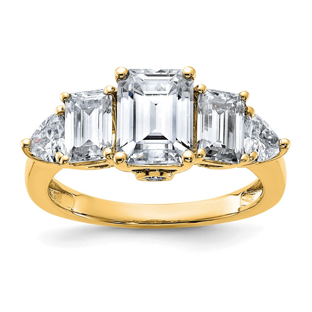 14k 3 3/8ct. D E F Pure Light Moissanite Engagement Ring, 3.012 ct, Size 7, 2.4 mm