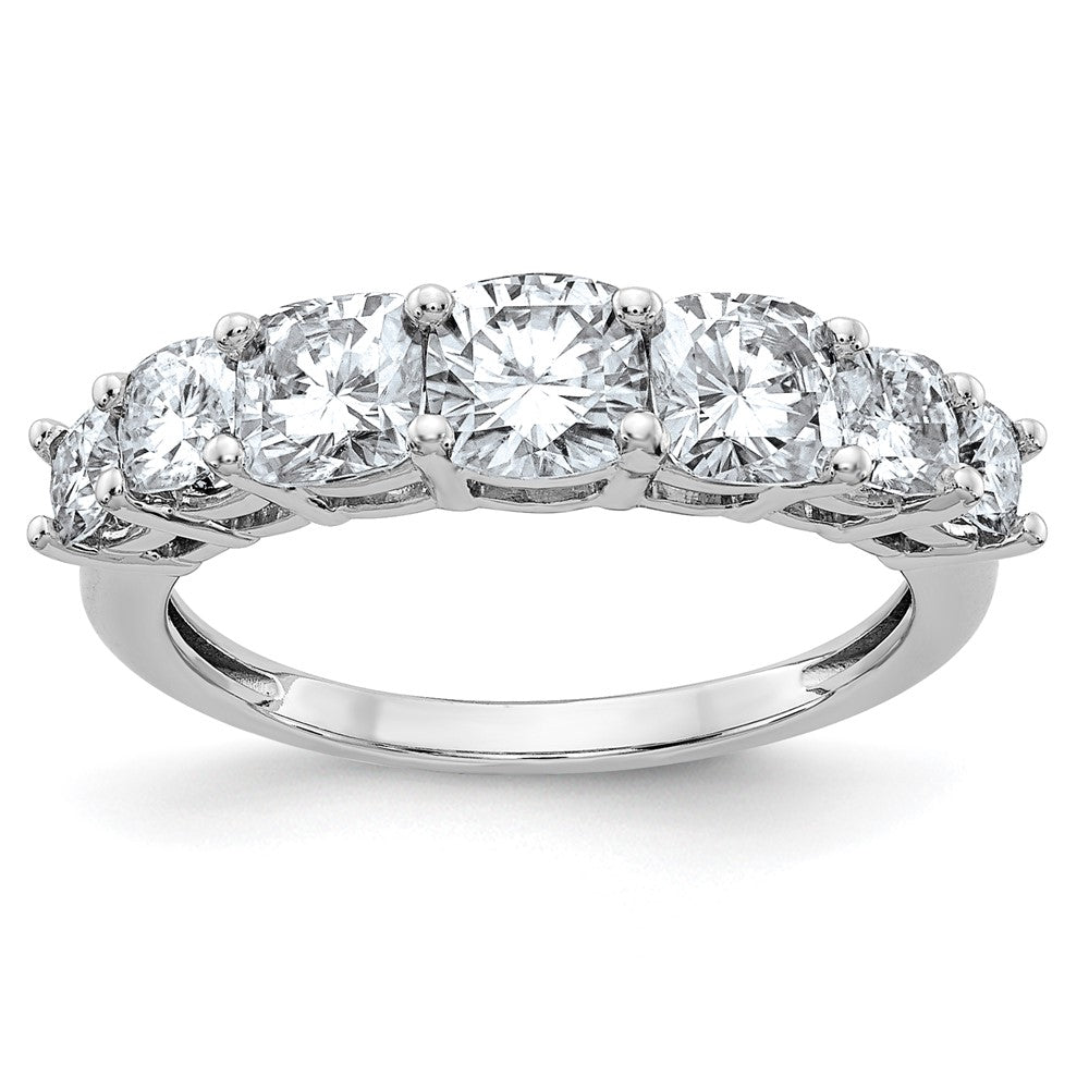 14kw 1 7/8ct. 7 Stone D E F Pure Light Moissanite Band, 1.64 ct, 1.8 mm