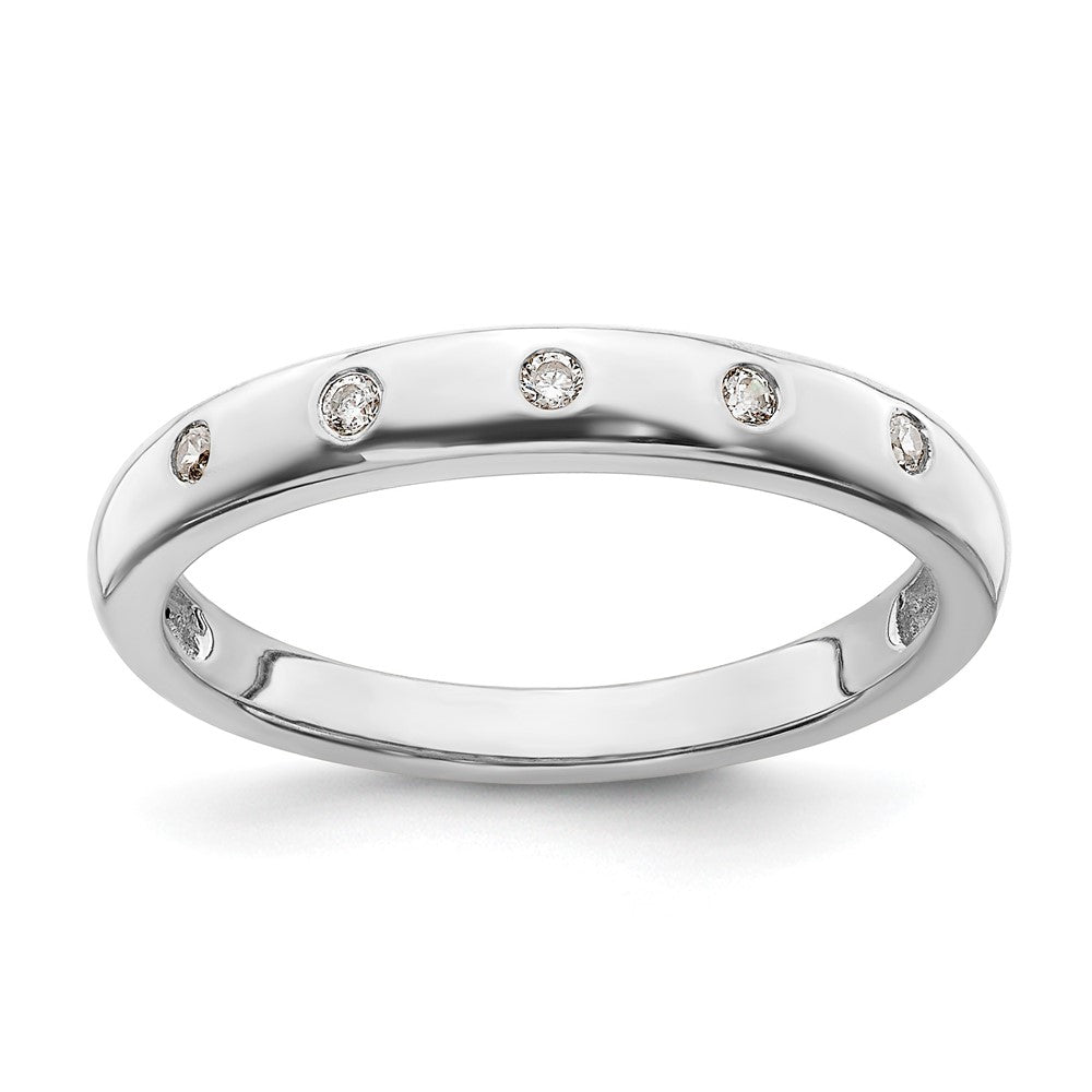 14k White Gold 3mm 5-stone 1/20 carat Diamond Band, 0.06 ct, Size 7, 3 mm