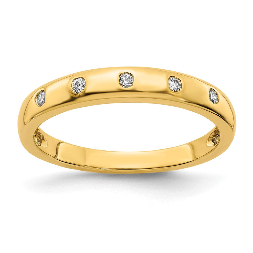 14k 3mm 5-stone 1/20 carat Diamond Band, 0.06 ct, Size 7, 3 mm