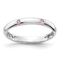 14k White Gold 6-stone Pink Sapphire Band, 0.09 ct, Size 6.75, 3 mm