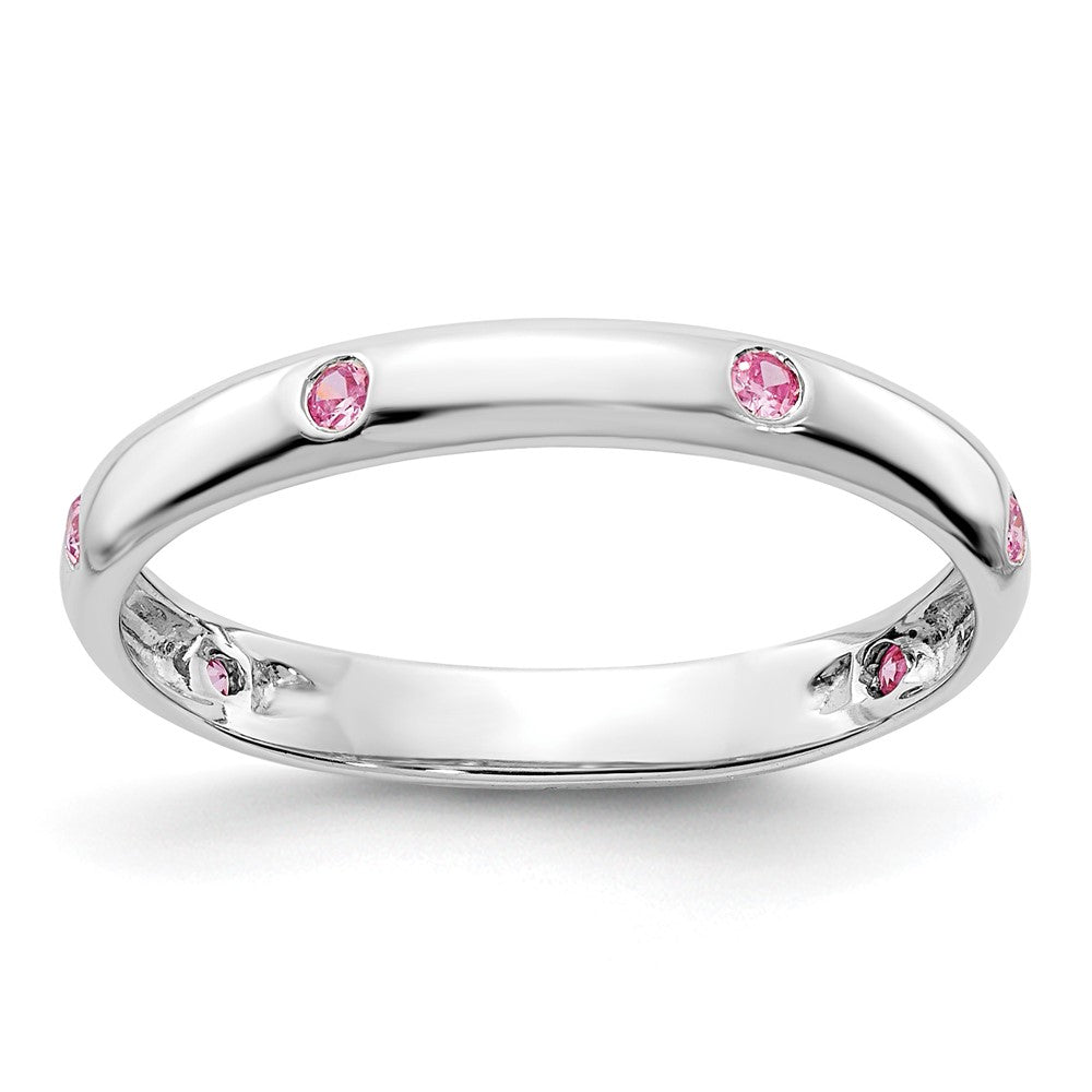 14k White Gold 6-stone Pink Sapphire Band, 0.09 ct, Size 6.75, 3 mm
