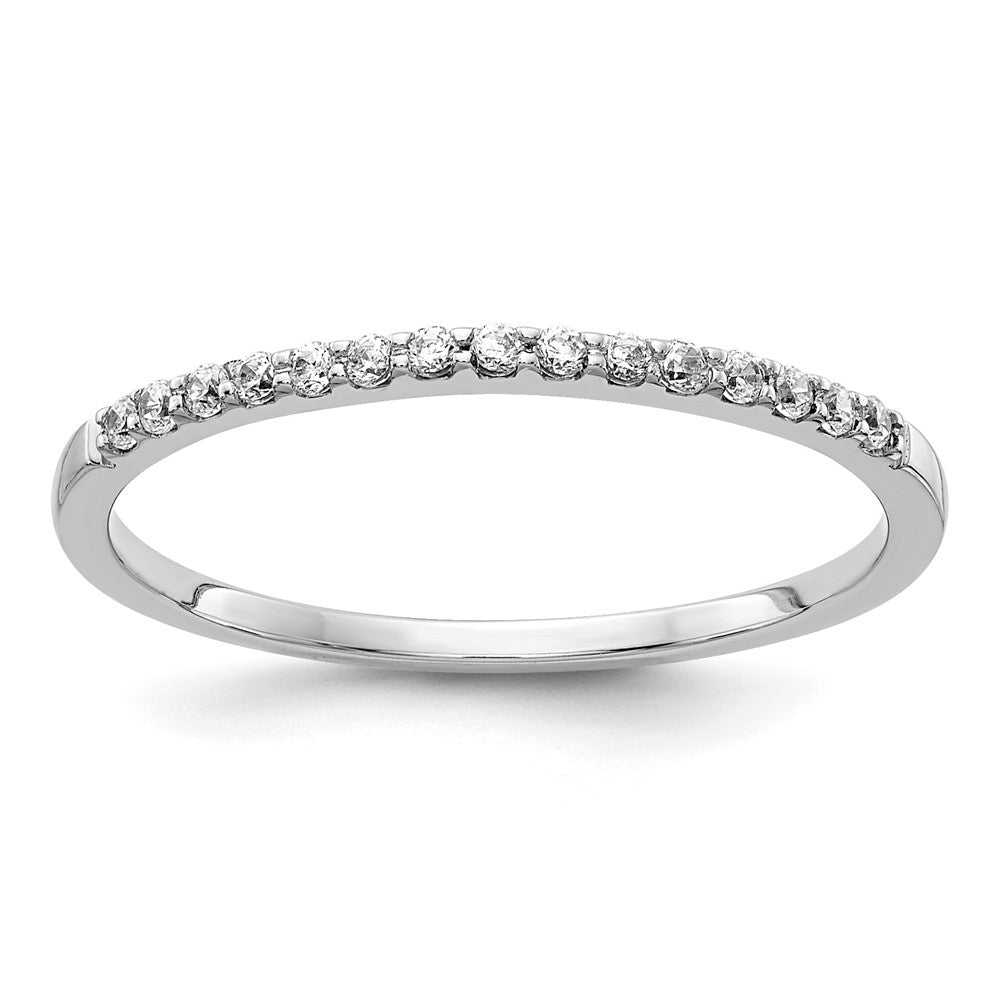 14k White Gold 2mm 1/8 carat Diamond Band, 0.12 ct, Size 6.75, 2 mm