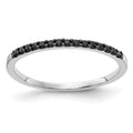 14k White Gold 2mm 1/8 carat Black Diamond Band, 0.12 ct, Size 6.75, 2 mm