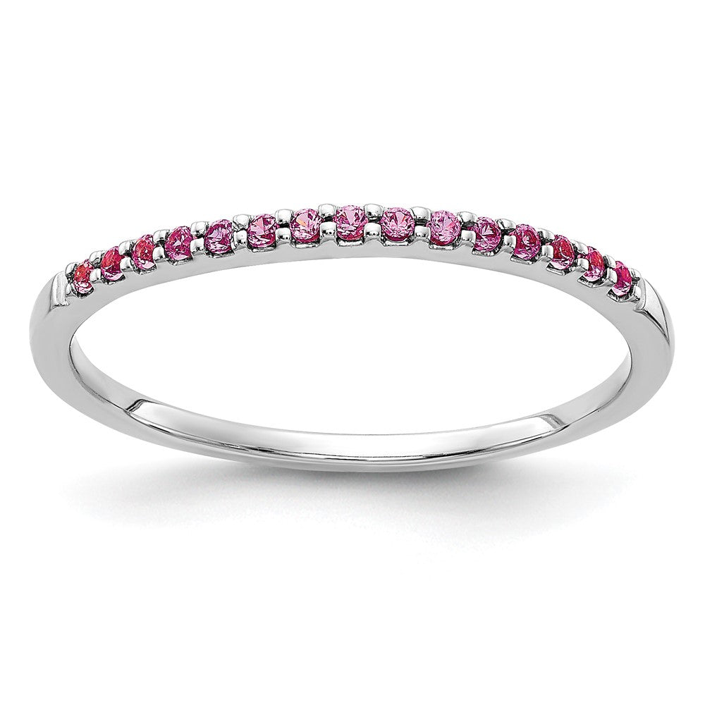 14k White Gold Pink Sapphire Band, 0.24 ct, Size 6.75, 2 mm