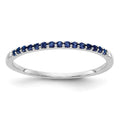 14k White Gold 2mm Blue Sapphire Band, 0.24 ct, Size 6.75, 2 mm