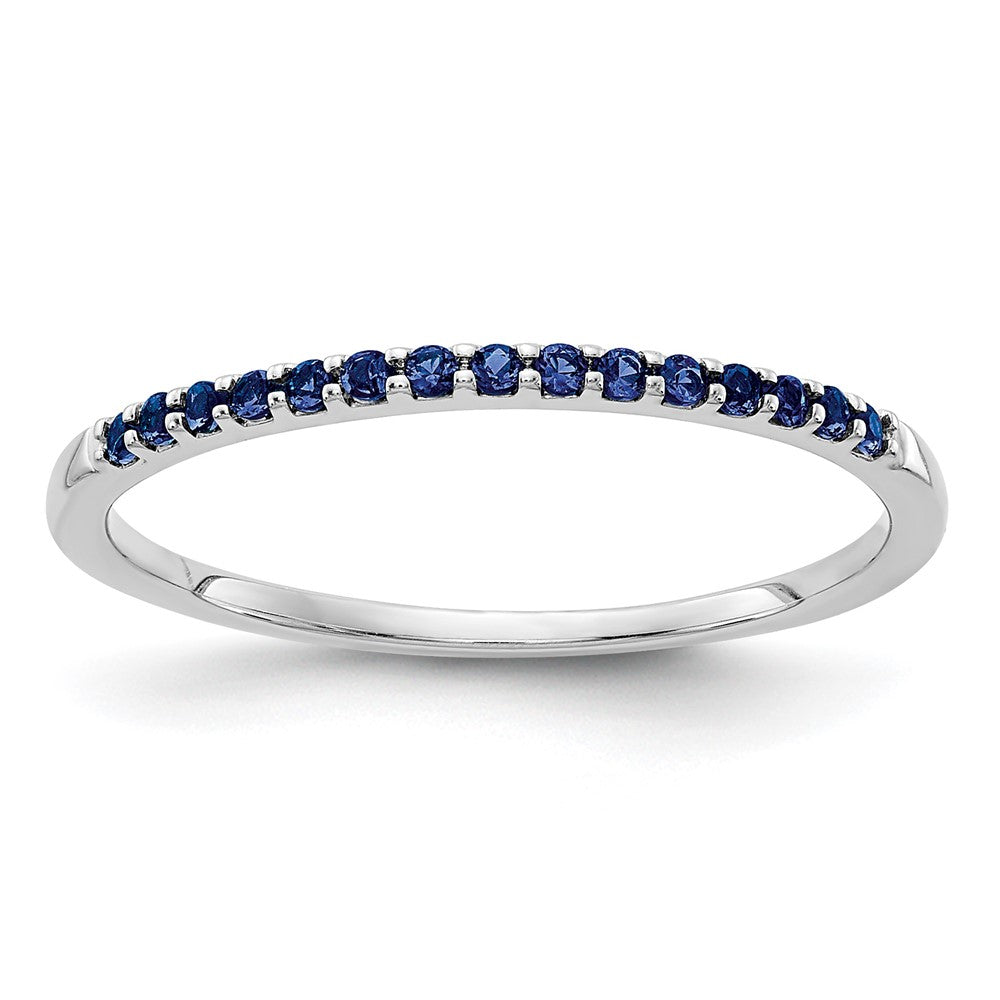 14k White Gold 2mm Blue Sapphire Band, 0.24 ct, Size 6.75, 2 mm
