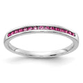 14k White Gold Pink Sapphire Channel Band, 0.15 ct, Size 6.75, 2 mm