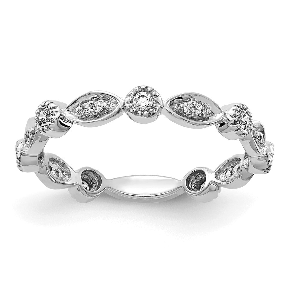 14k White Gold 3mm 1/5 carat Diamond Fancy Band, 0.2 ct, Size 7, 2.25 mm