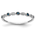 14k White Gold 1/20 carat Blue and White Diamond Fancy Band, 0.057 ct, Size 6.75, 2 mm