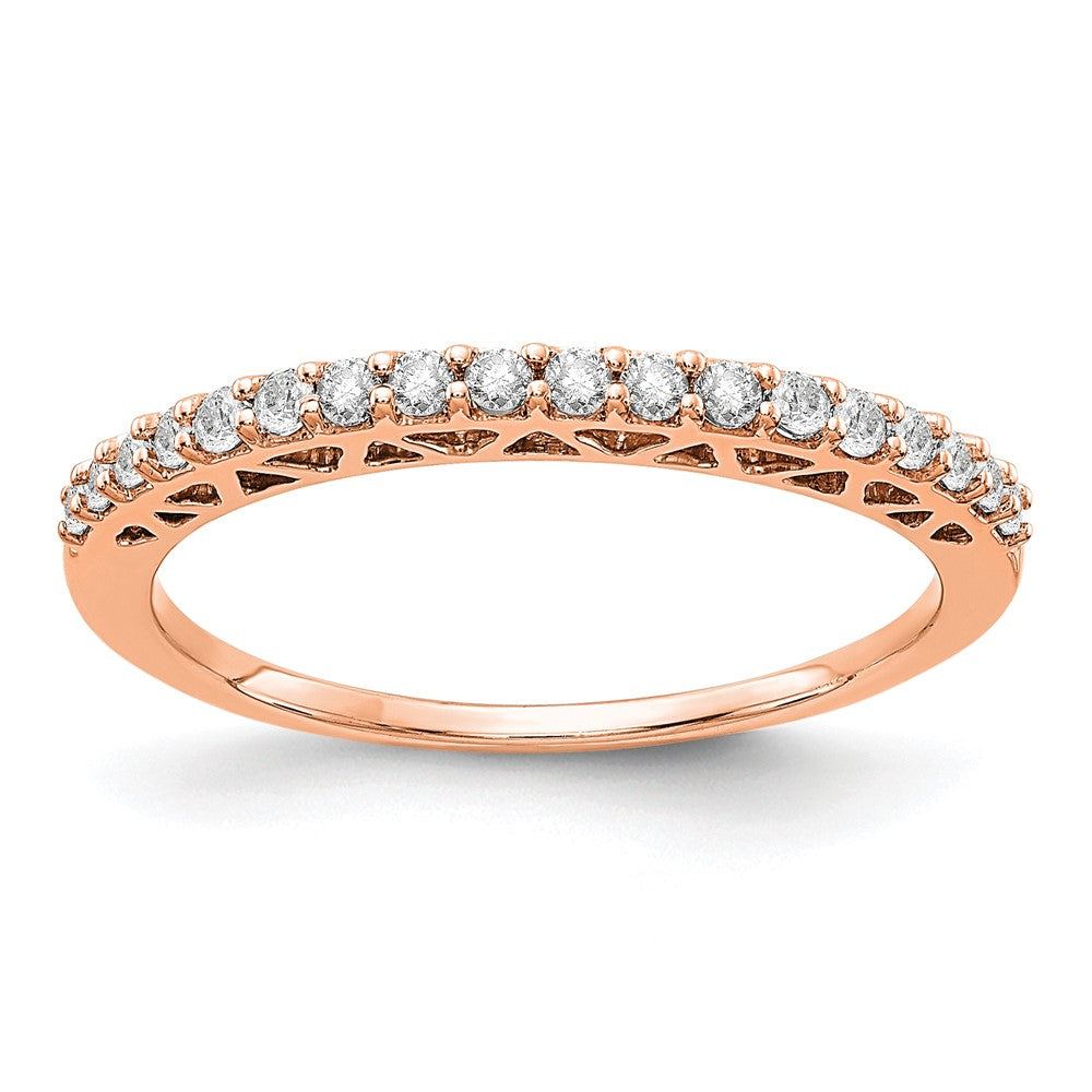 14k Rose Gold Polished 2mm 1/4 carat Diamond Band, 0.246 ct, Size 7, 2.25 mm