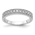 14k White Gold 3mm 3/8 carat Diamond Beaded Edge Band, 0.377 ct, Size 7