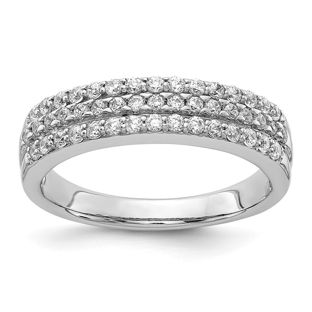 14k White Gold 5mm 3-row 1/2 carat Diamond Band, 0.53 ct, Size 6.75