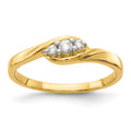 14k 3-stone 1/10 carat Diamond Bypass Ring, 0.1 ct, Size 7, 2 mm