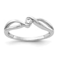 14kt White Gold Polished 1/10 carat Diamond Bypass Ring, 0.1 ct, Size 7