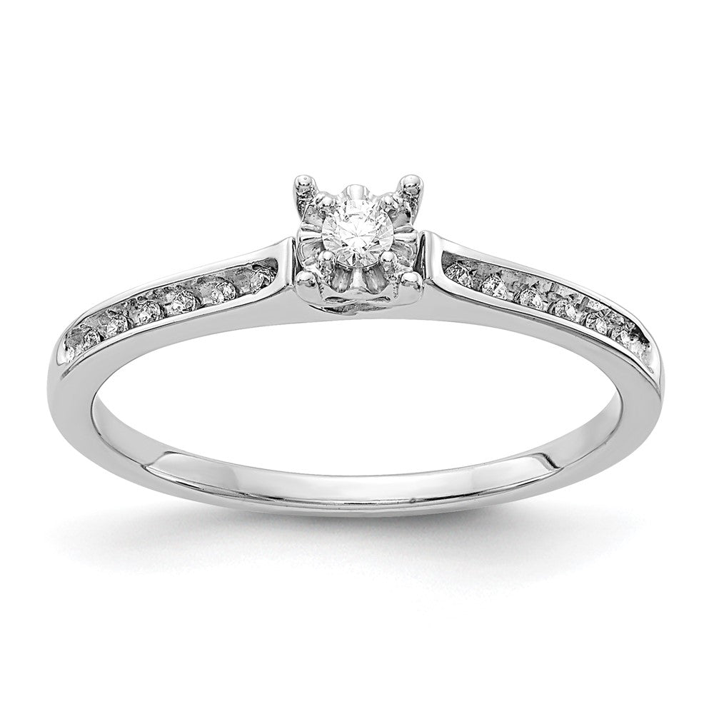 14k White Gold 1/10 carat Diamond Ring, 0.1 ct, Size 7