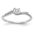 14k White Gold 1/15 carat Diamond Bypass Ring, 0.08 ct, Size 7