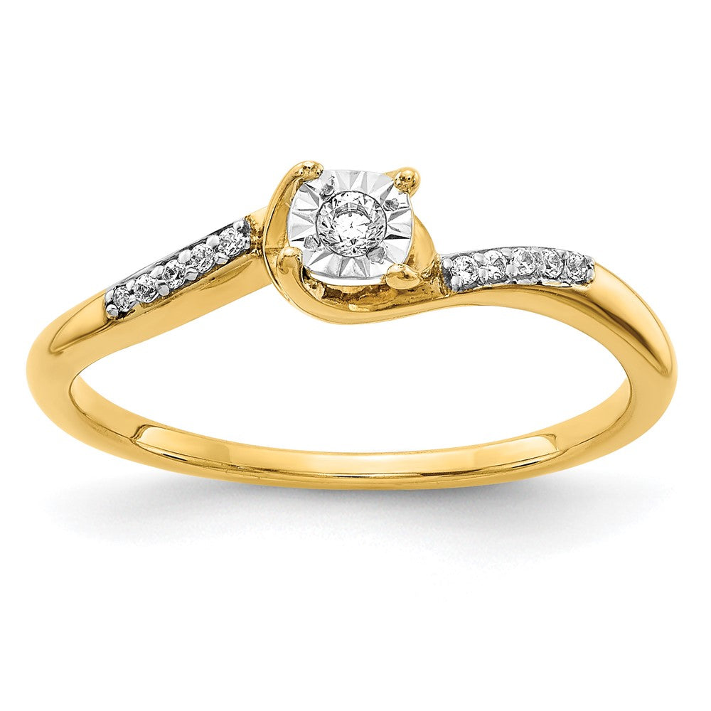 14k 1/15 carat Diamond Bypass Ring, 0.08 ct, Size 7