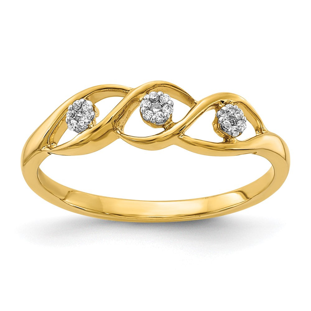 14k Polished 1/15 carat Diamond Wave Ring, 0.067 ct, Size 7