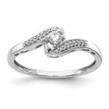 14k White Gold 1/6 carat  Diamond Bypass Ring, 0.163 ct, Size 7