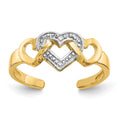 14k and White Rhodium Diamond Heart Toe Ring, 0.006 ct