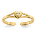 14k .01 carat Diamond Heart Toe Ring, 0.01 ct