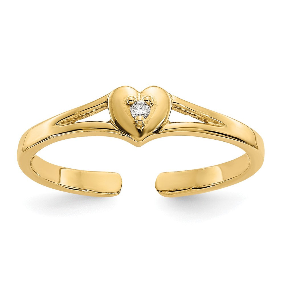 14k .01 carat Diamond Heart Toe Ring, 0.01 ct