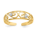 14k .02 carat Diamond Scroll Toe Ring, 0.02 ct, 1 mm