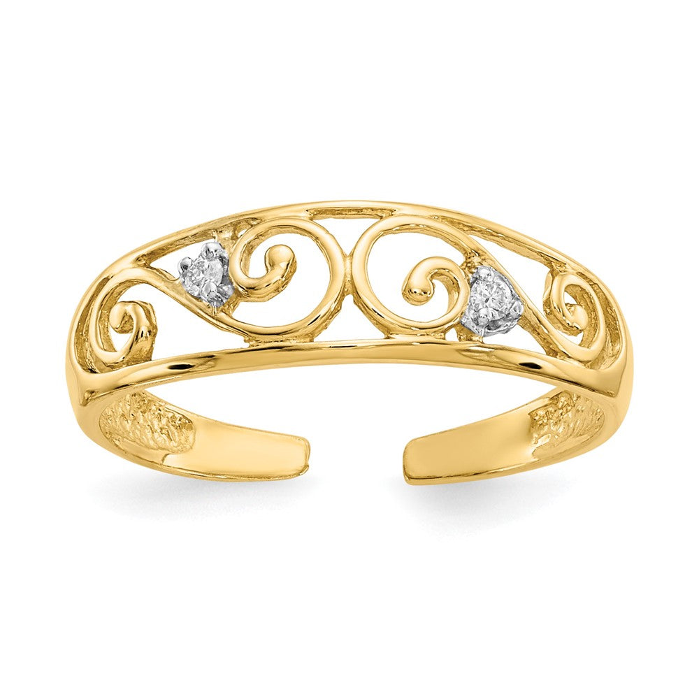 14k .02 carat Diamond Scroll Toe Ring, 0.02 ct, 1 mm