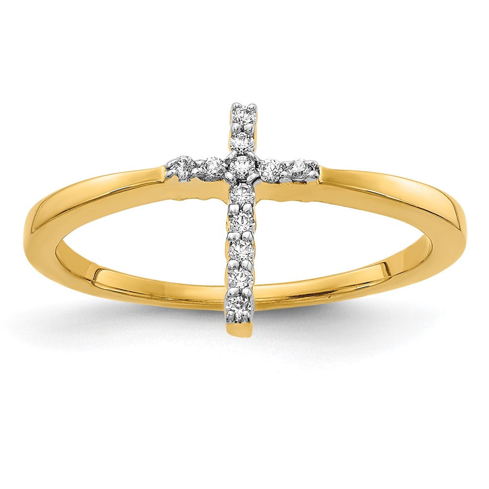 14k 1/15 carat Diamond Cross Ring, 0.072 ct, Size 6