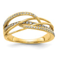 14k Polished 1/4 carat Diamond Woven Ring, 0.238 ct, Size 7