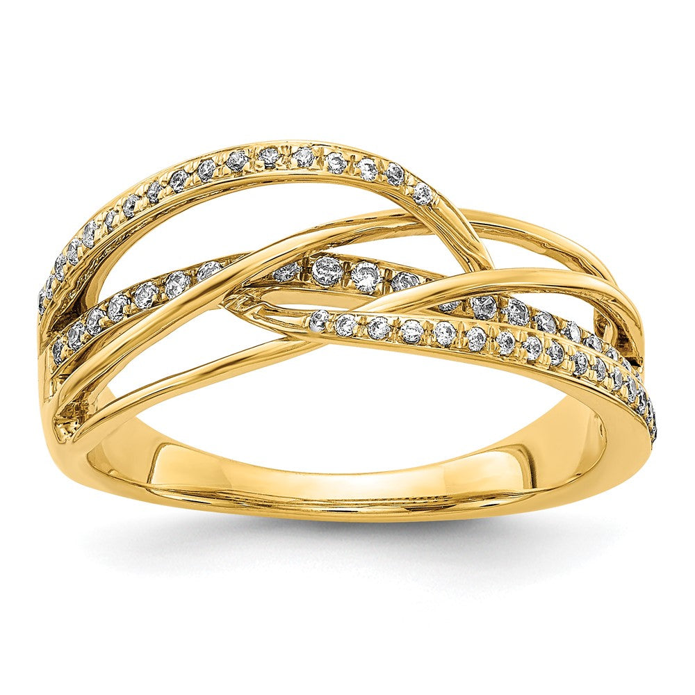 14k Polished 1/4 carat Diamond Woven Ring, 0.238 ct, Size 7