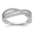 14k White Gold 1/4 carat Diamond 3-Strand Ring, 0.27 ct, Size 7