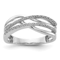 14k White Gold Polished 1/10 carat Diamond 4-Strand Ring, 0.099 ct, Size 7
