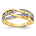 14k and White Rhodium 1/20 carat Diamond Woven Ring, 0.05 ct, Size 7