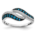 14k White Gold 1/2 carat Blue and White Diamond Swirl Ring, 0.47 ct, Size 7