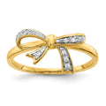 14k and White Rhodium 1/20 carat Diamond Bow Ring, 0.05 ct, Size 7