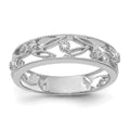 14k White Gold 6mm 1/20 carat Diamond Flower Vine Design Band, 0.06 ct