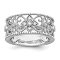14k White Gold 1/4 carat Diamond Vintage Band, 0.24 ct, Size 6, 3.25 mm