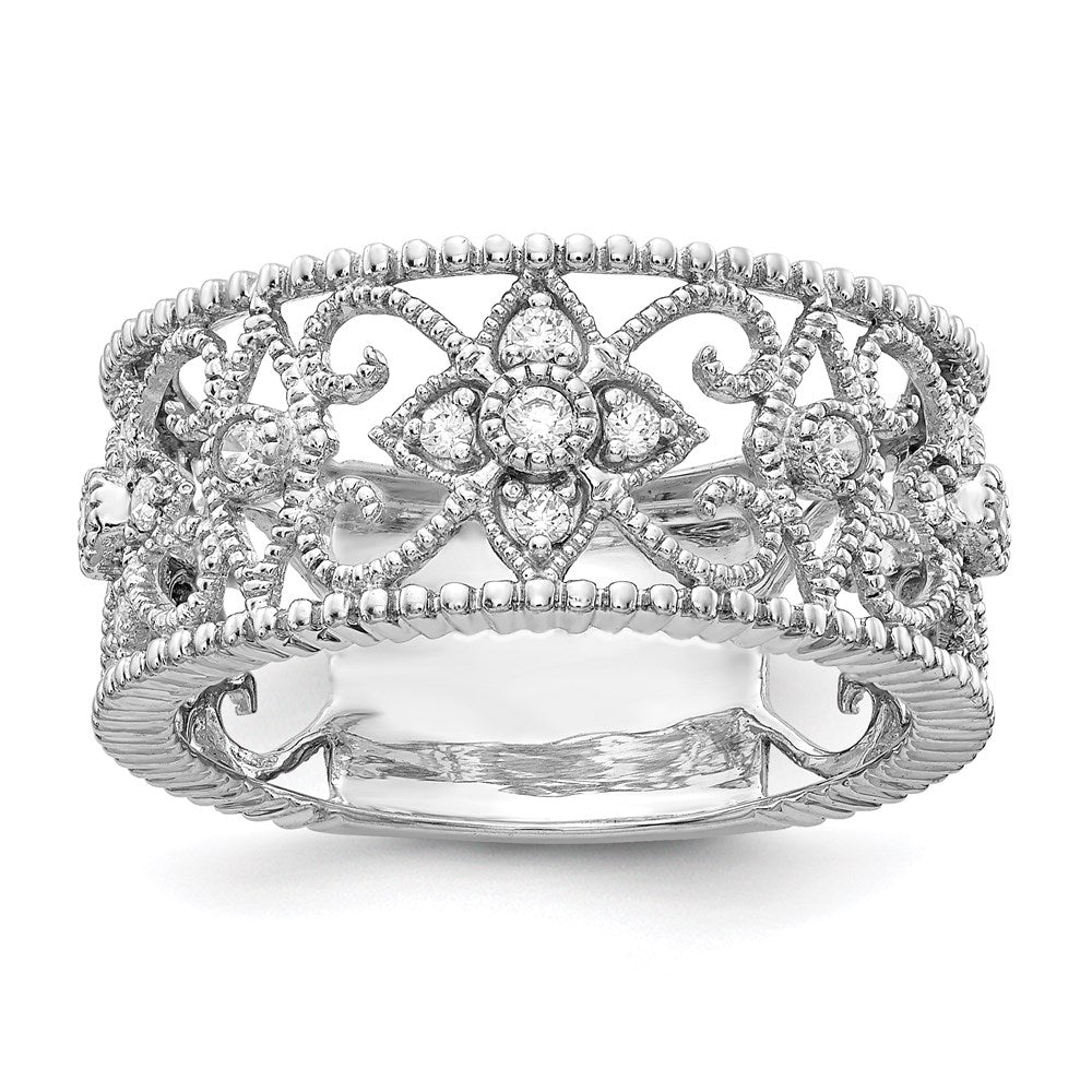 14k White Gold 1/4 carat Diamond Vintage Band, 0.24 ct, Size 6, 3.25 mm