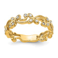 14k 1/5 carat Diamond Floral Band, 0.18 ct, Size 7