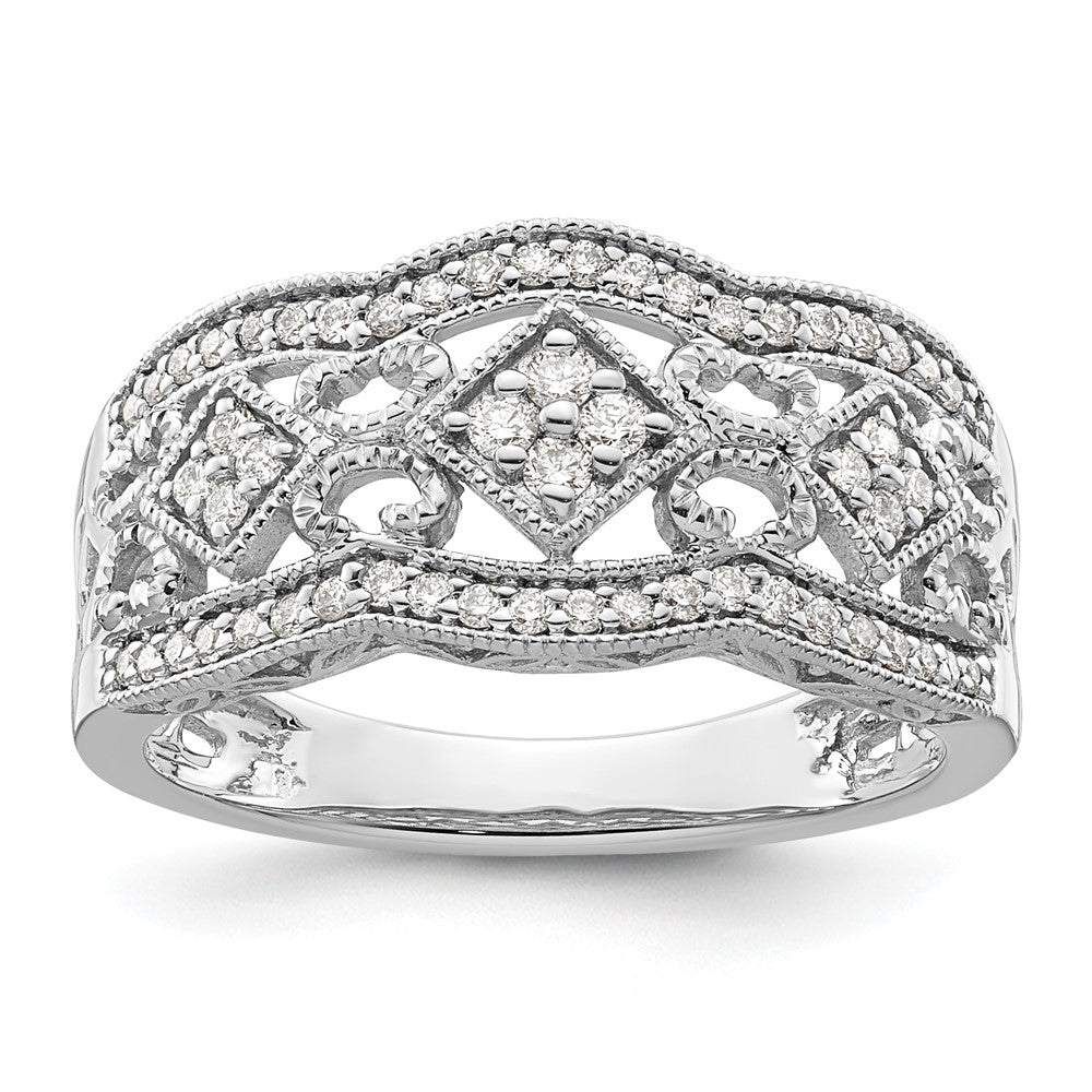 14k White Gold 1/4 carat Diamond Vintage Ring, 0.328 ct, Size 7
