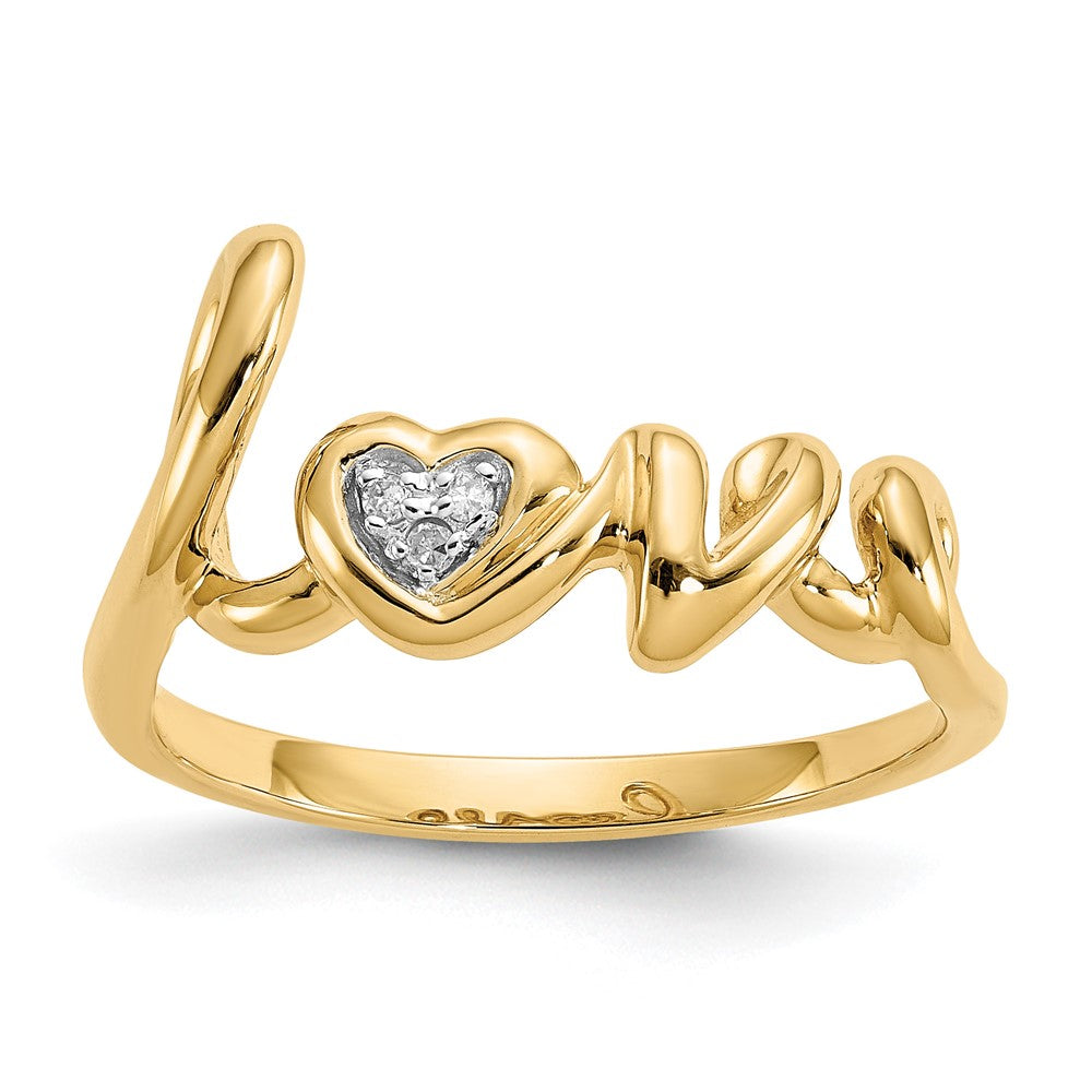 14k Diamond LOVE Ring, 0.009 ct, Size 7, 2 mm