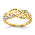 14k and White Rhodium Diamond MOM Ring, 0.012 ct, Size 7